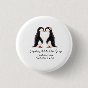 Custom Wedding Penguin Couple 1 Inch Round Button