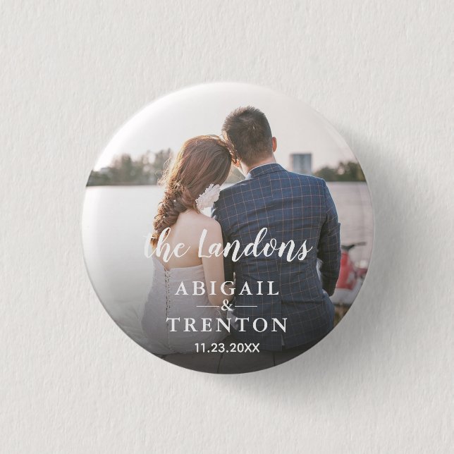 Custom Wedding Photo 1 Inch Round Button (Front)