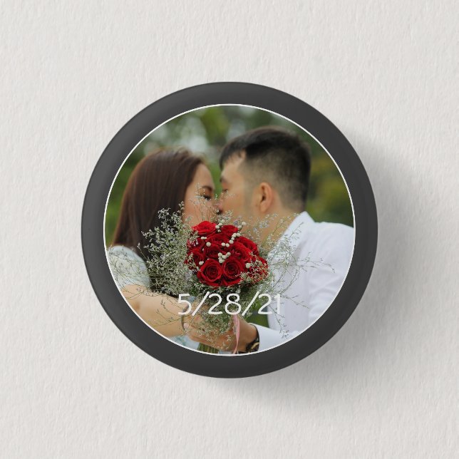 Custom Wedding Photo 1 Inch Round Button (Front)