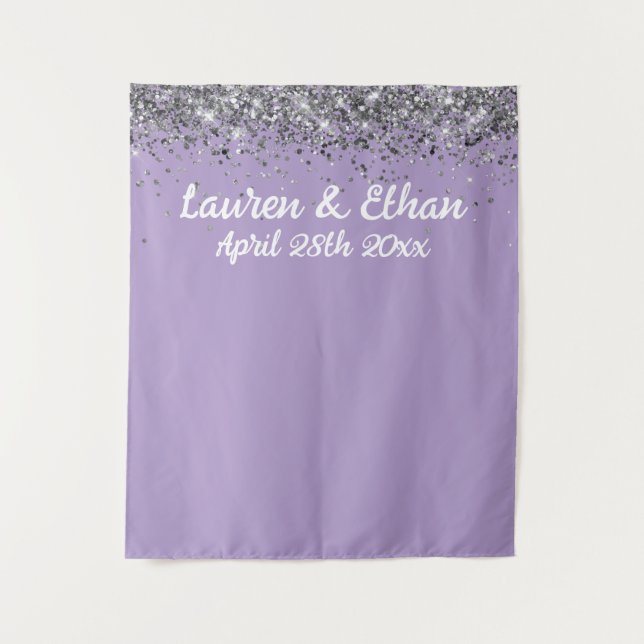 Custom Wedding Photo Booth Prop Purple and Silver Tapestry (Front)
