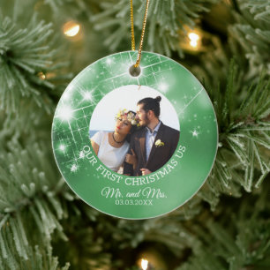 Custom Wedding Photo Ceramic Ornament