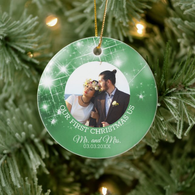 Custom Wedding Photo Ceramic Ornament (Tree)