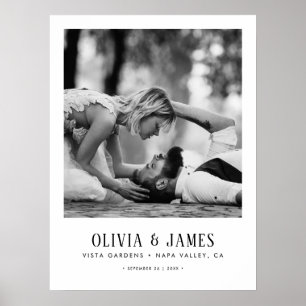 Custom Wedding Photo & Details Museum Style Poster