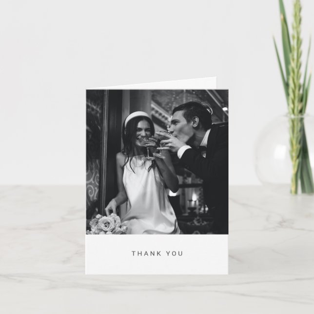 Custom Wedding Photo Editable Message Folded Thank You Card (Front)
