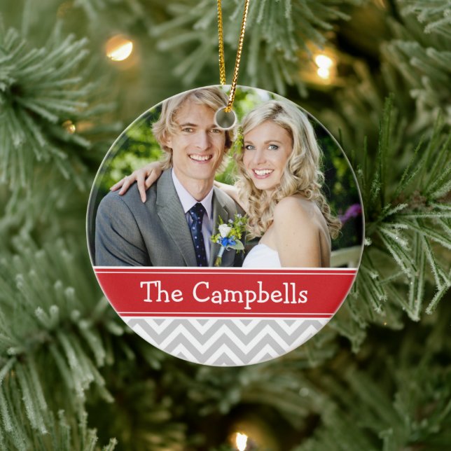 Custom Wedding Photo Keepsake Holiday Ornament (Tree)