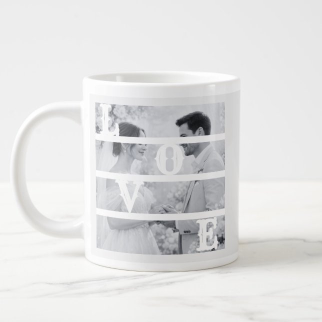 Custom Wedding Photo "LOVE" Large Coffee Mug (Left)
