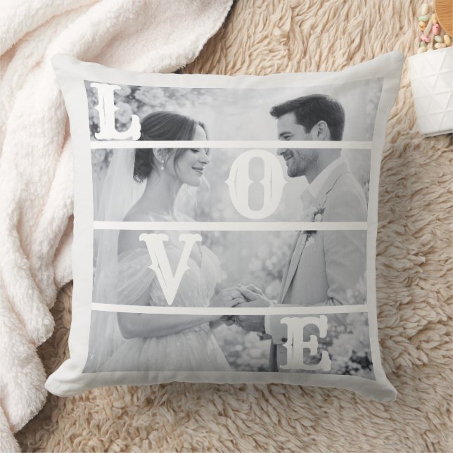 Custom Wedding Photo "LOVE" Throw Pillow (Blanket)