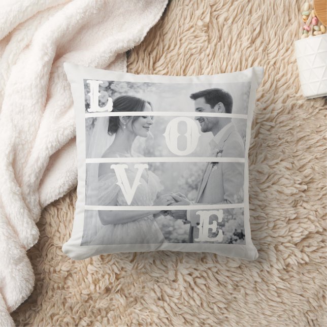 Custom Wedding Photo "LOVE" Throw Pillow (Blanket)