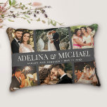 Custom Wedding Photo Modern Chic Stylish Elegant   Accent Pillow<br><div class="desc">Elegant and modern wedding keepsake,  this custom name and date photo collage design makes a beautiful display for your favourite pictures of your special day. Great gift for newlyweds or anniversaries! This is the charcoal grey version.</div>