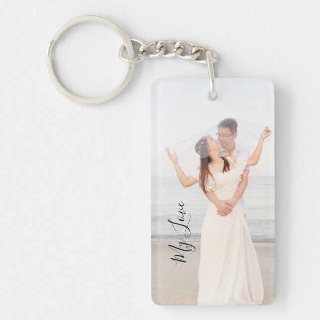 Custom wedding photo my love keychain (Front)