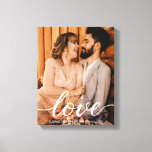 Custom Wedding Photo Names Date Love script Canvas Print<br><div class="desc">Customize this photo wrapped canvas with up your favourite wedding photography from the best day ever. With a 'love' script in a modern handwritten style that's both elegant and classic. Personalize with your names and wedding date. A perfect keepsake. Cherish the memories of your special day forever with this Custom...</div>