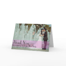 Custom wedding photo thank you card pink