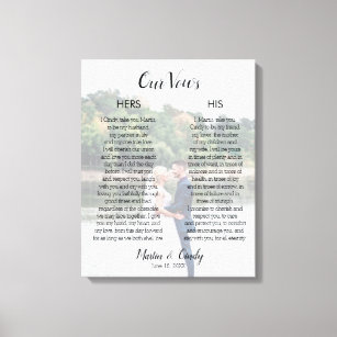 Custom Wedding Photo & Vows Canvas Print