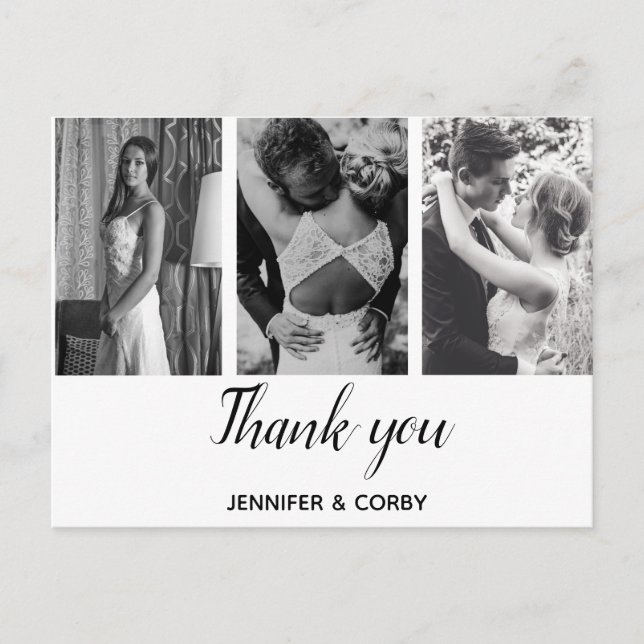 Custom, Wedding Photos, Thank you. Postcard (Front)