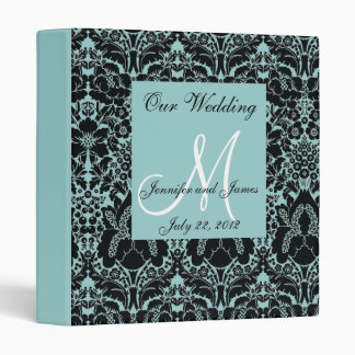 Custom Wedding Planner Blue Damask Binder