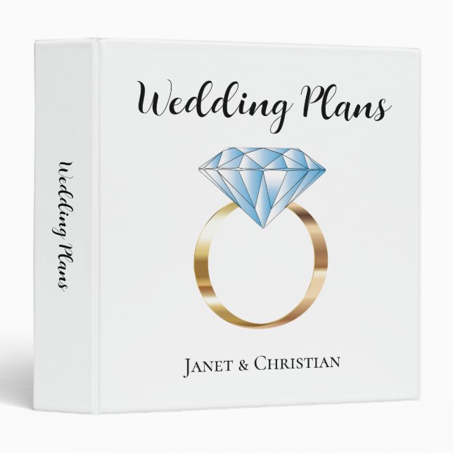 Custom Wedding Plans Diamond Ring Planning Binder (Front/Spine)