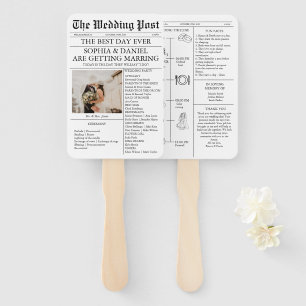Custom Wedding Program Timeline Fan with Newspaper