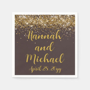 Custom Wedding Reception Brown & Gold Personalized Napkin