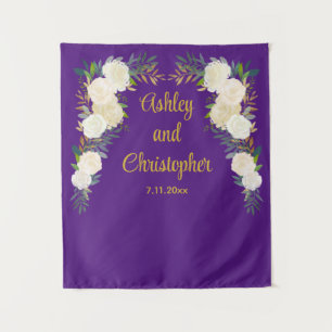 Custom Wedding Reception Prop Personalized Floral Tapestry