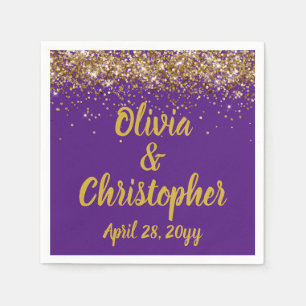 Custom Wedding Reception Purple Gold Personalized Napkin