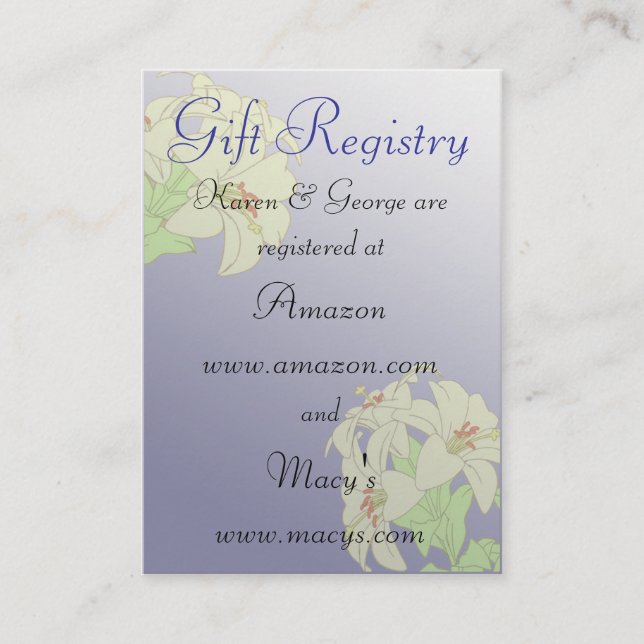 Custom Wedding Registry Cards (Front)