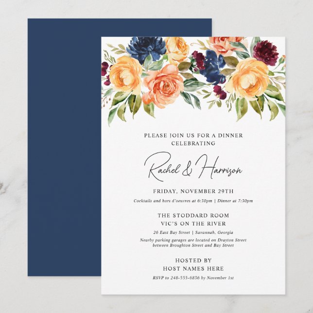 Custom Wedding Rehearsal Dinner Invitation (Front/Back)
