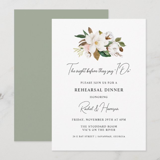 Custom Wedding Rehearsal Dinner Invitation (Front/Back)