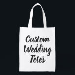 Custom Wedding Reusable Bag Blank Template<br><div class="desc">Custom Wedding Reusable Bag Blank Template.

CUSTOM FRONT & BACK. Edit or delete text.

For wedding gifts and favours.
Bridal shower gifts,  wedding reception gifts,  bridesmaid thank you gifts... </div>