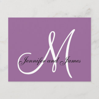 Custom Wedding RSVP Card Monogram Mauve Purple