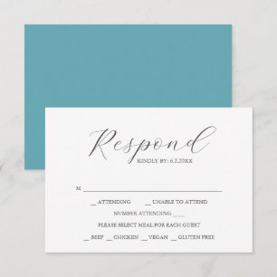 Custom Wedding RSVP Cards Turquoise Blue