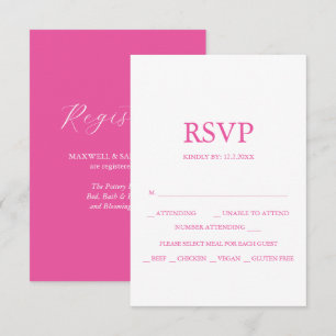 Custom Wedding RSVP Cards Vibrant Pink