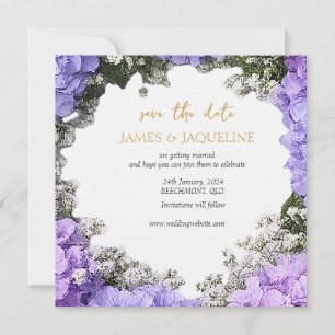 Custom Wedding Save the Date Lavender Hydrangea