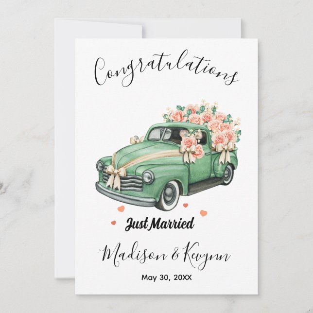 Custom Wedding Shower Card Just Married (Front)