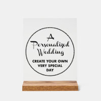 Custom Wedding Sign 10" x 8" Acrylic & Wood Stand