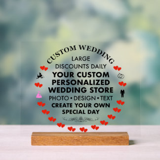 Custom Wedding Sign 8" x 10" Acrylic & Wood Stand