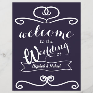 Custom Wedding Signs Navy Blue Yellow Sunflowers