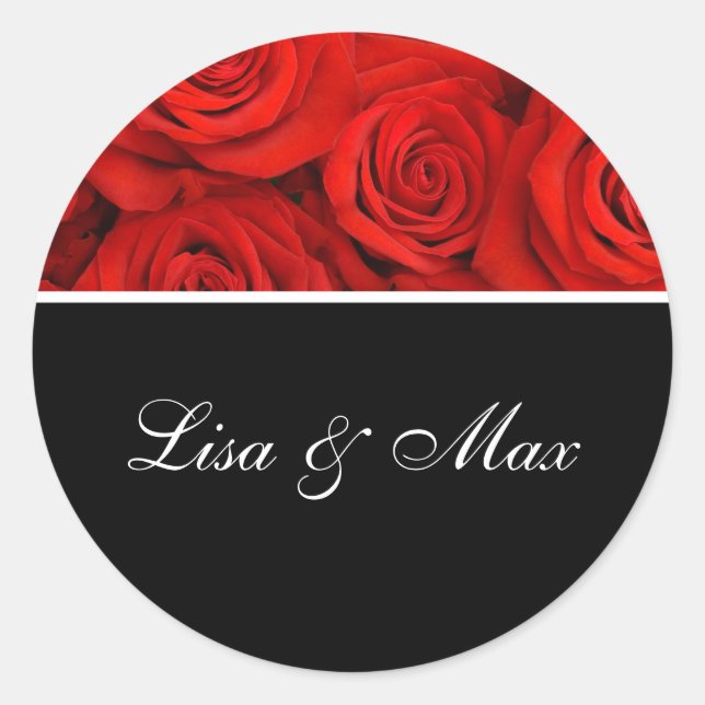 Custom Wedding Sticker Red Roses (Front)