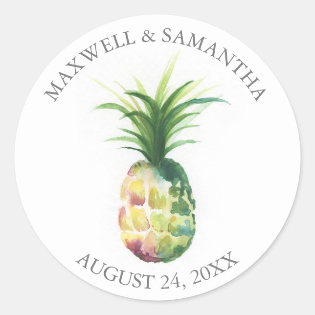 Custom Wedding Stickers for Favours Pineapple (Front)