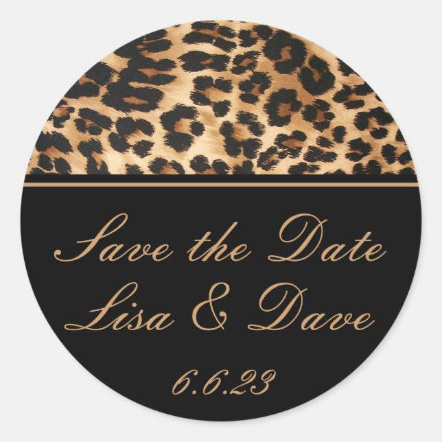 Custom Wedding Stickers Save the Date Safari (Front)