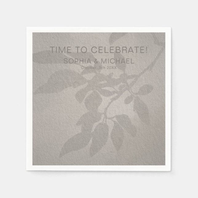 Custom Wedding Template Soft Shadowed Leaves  Napkin (Front)