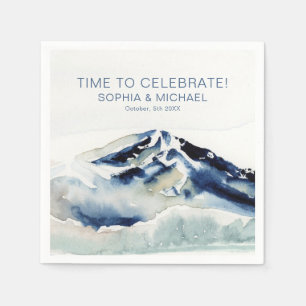 Custom Wedding Template Watercolor Mountains  Napkin