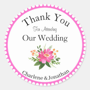 Custom Wedding Thank You Classic Round Sticker