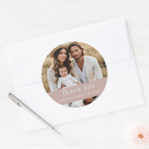 custom Wedding Thank You Single Photo pink Sticker