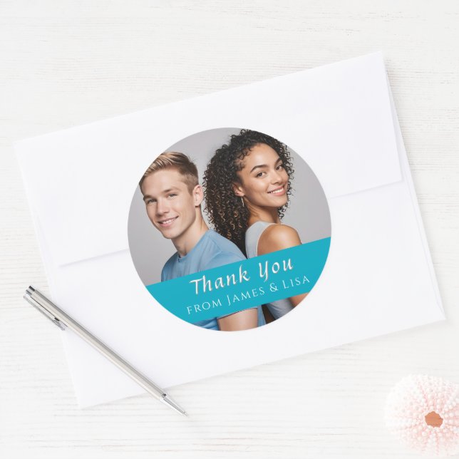 custom Wedding Thank You Single Photo Sticker (Envelope)