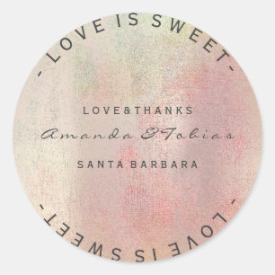 Custom Wedding Thanks Paint Rose Gold Pastel Mint Classic Round Sticker