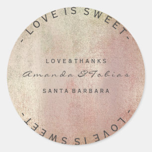 Custom Wedding Thanks Paint Rose Gold Pastel Skin Classic Round Sticker