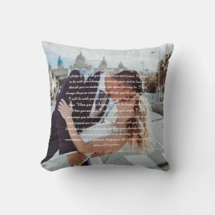 Custom Wedding Vows Couple Photo Throw Pillow