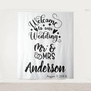 Custom Wedding Welcome Backdrop Tapestry
