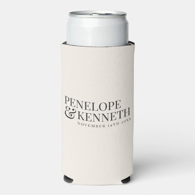 Custom Wedding Welcome Party Ivory Decor Seltzer Can Cooler (Seltzer Front)