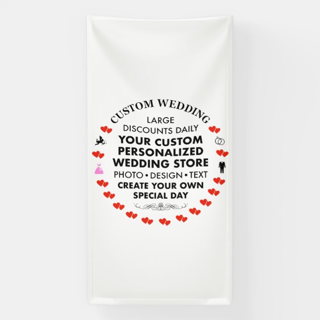 Custom Wedding Welcome Sign 8' x 4' Vinyl Banner (Vertical)